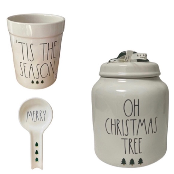 NEW Rae Dunn Christmas Bundle ~ Canister, Crock & Spoon Rest - Picture 2 of 5